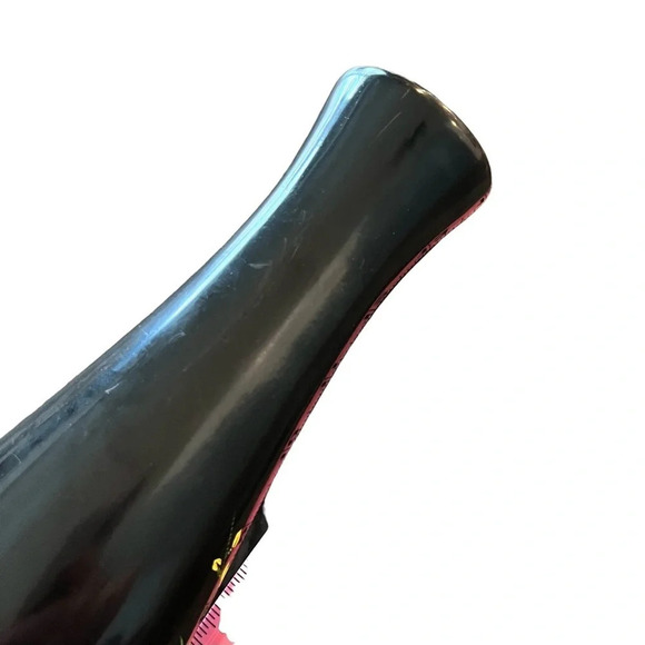 Vintage Lacquered Vase Black Wood Japan Birds Flowers Butterfly 14” - Picture 6 of 10